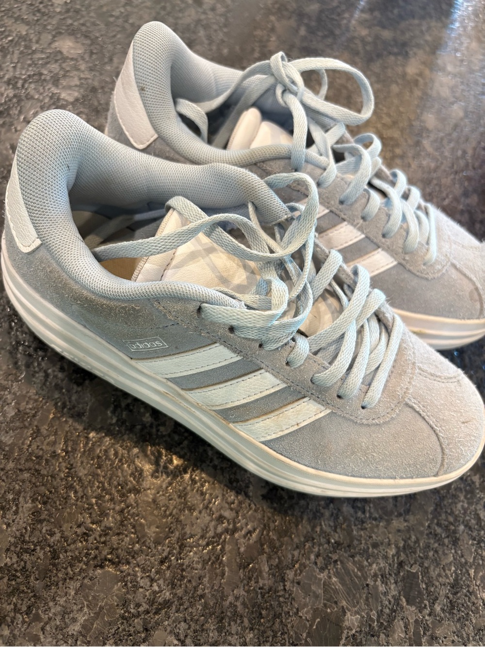 adidas Women’s Light Gray Suede Lace-Up Sneakers